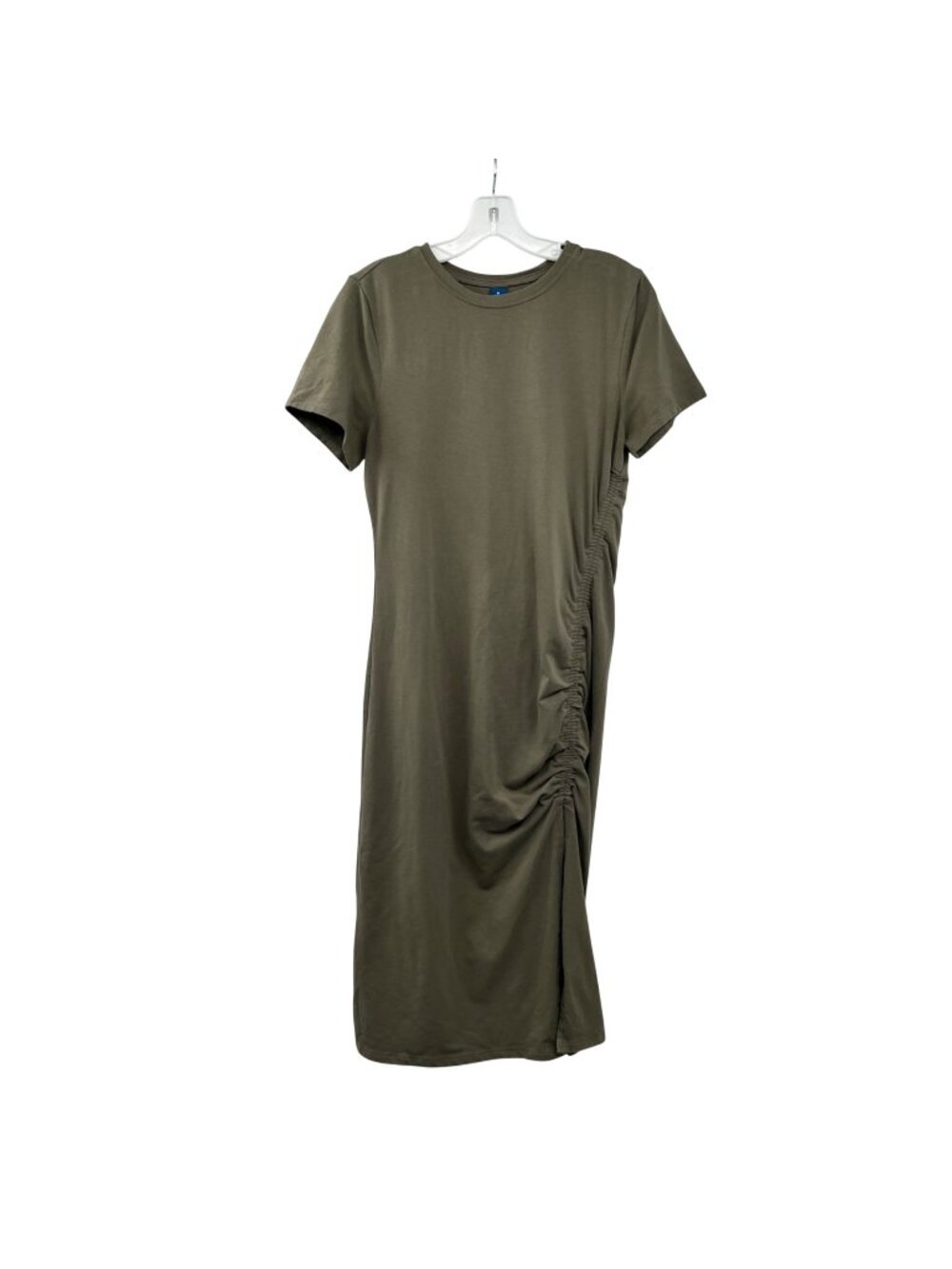 Old Navy Midi T-Shirt Dress Green Gathered Side Womens Size PM